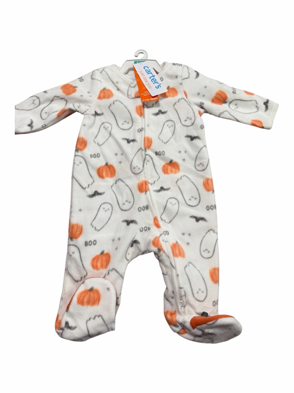 NWT Halloween Carters Plush Footie Pajama One Piece Pumpkin Ghost Bat 3 Months